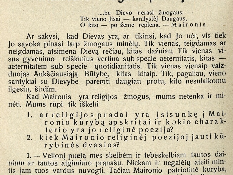 Maironio religinė poezija / J. Ambrazevičius