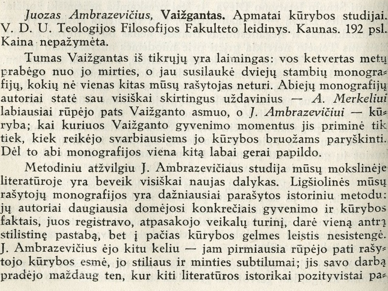 Juozas Ambrazevičius. Vaižgantas: [rec.] / Ig. Skrupskelis.