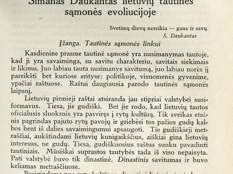 Simonas Daukantas lietuvių tautinės sąmonės evoliucijoje
