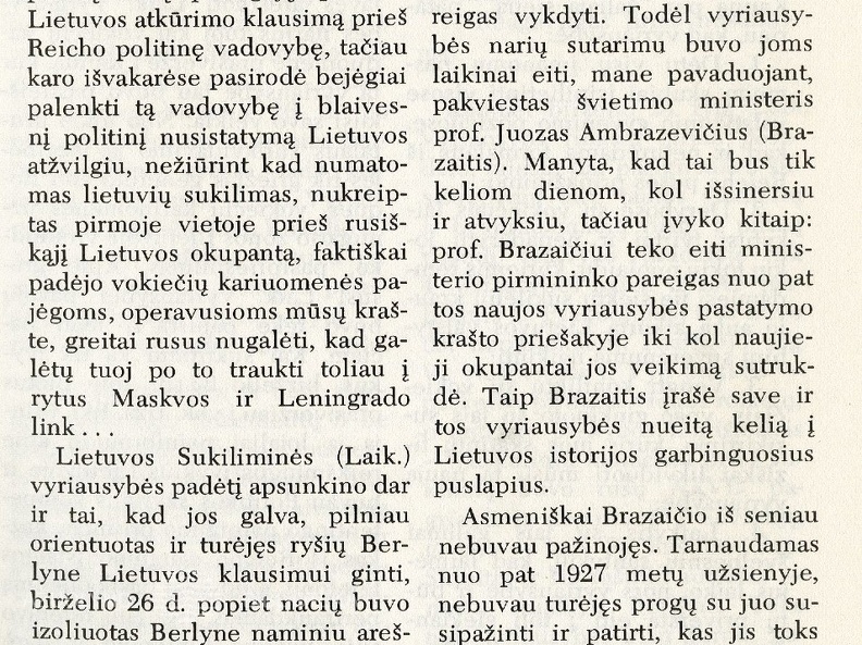 Brazaičio politinė strategija: [apie jo veiklą