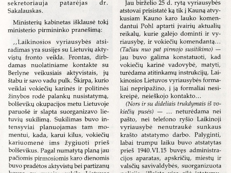 Prieš 45 metus: [apie Laikinosios vyriausybės veiklą: Ištrauka