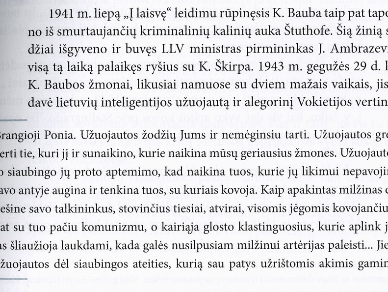 [J. Ambrazevičiaus 1943 05 29 laiško K. Baubos žmonai ištrauka