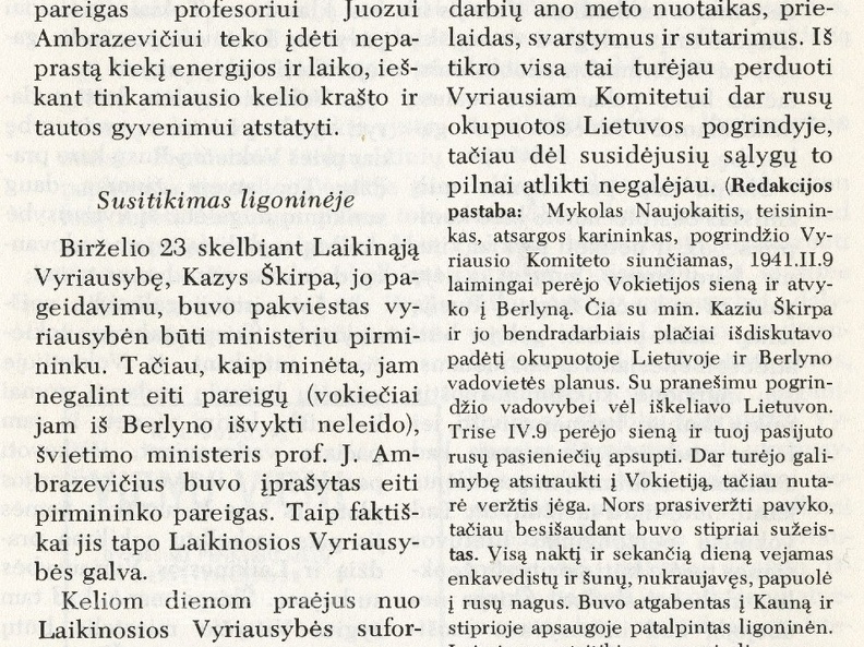 Susitikimas su prof. Juozu Ambrazevičiu: [1941 m. 