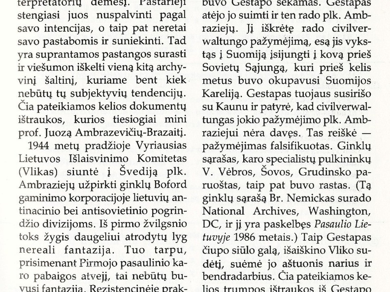 Juozas Ambrazevičius-Brazaitis archyvų dokumentuose / Adolfas Damušis 