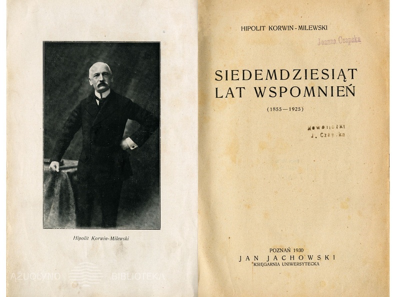 Siedemdzięsiat lat wspomnien (1855–1925) / H. Korwin 