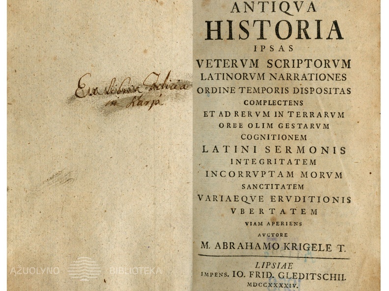 Antiqua historia... / Abrahamo Krigele. – Lipsiae: