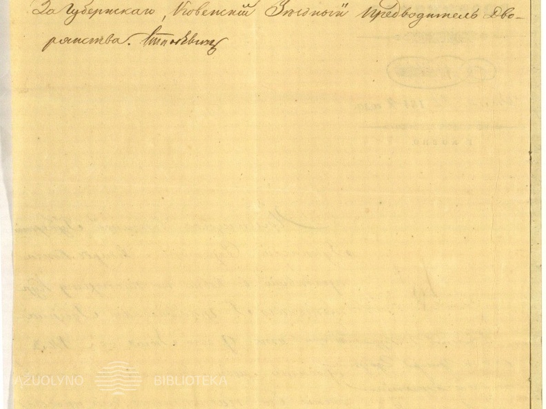 Kauno gubernijos bajorų vadovo raštas Kauno