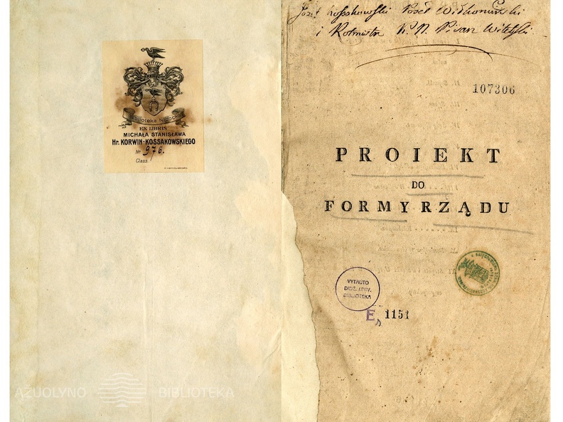 Proiekt do formy rzadu. – Warszawa: [s.n.], 1790.