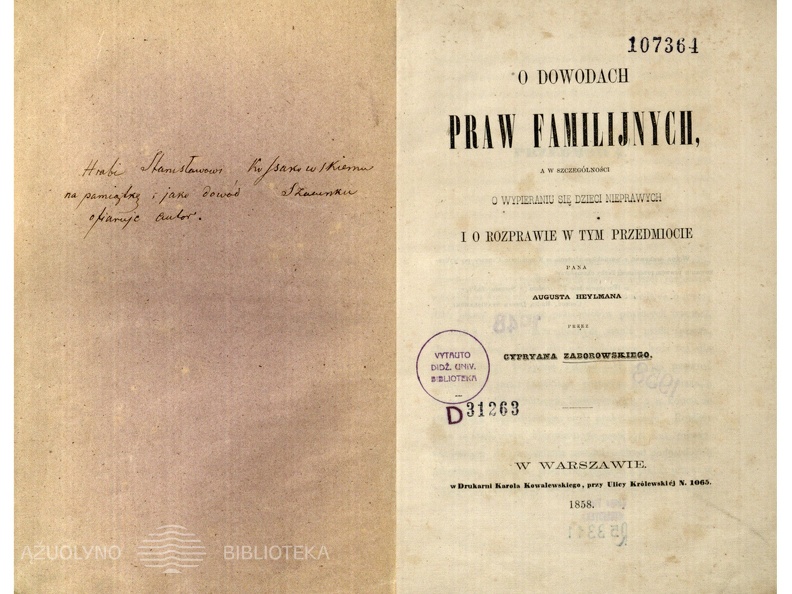 O dowodach praw familijnych a w szczegolnosci