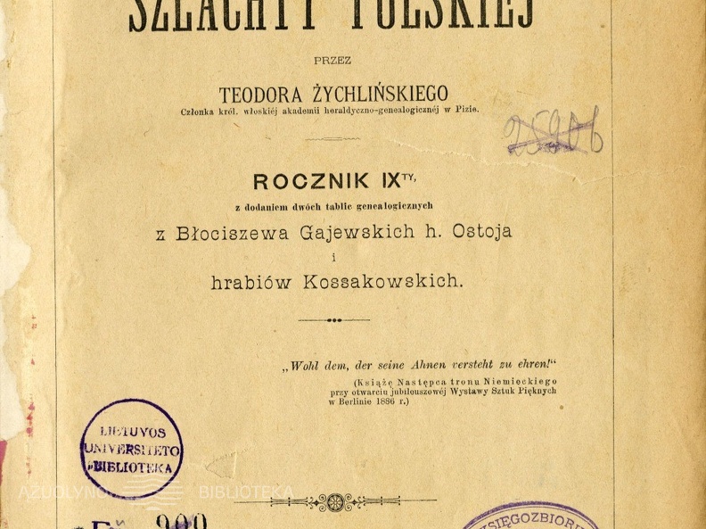 Zlota księga szlachty polskiej / Teodor Žychlinski