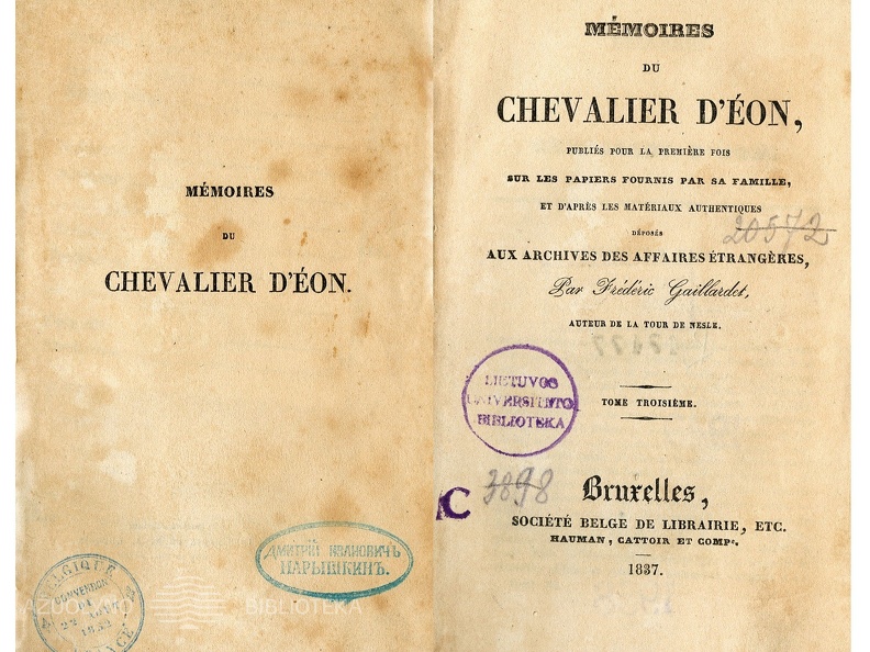 Memoires du chevalier d’eon... / Frederic Gaillardet. 