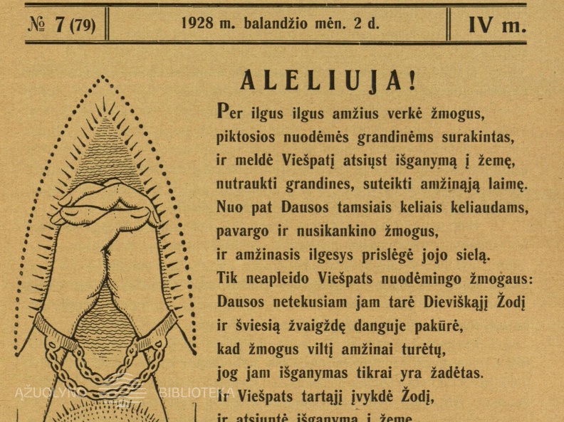 Krislelio (A. Giedraičio) eilėraščio „Aleliuja!“ iliustracija.