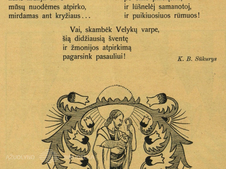 Vinjetė „Gerasis ganytojas“. Dailininkas K. Šimonis.