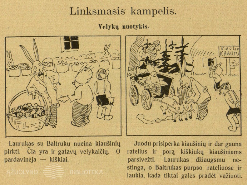 Komiksas „Velykų nuotykis“ (pradžia). Dailininkas A. Smetona.