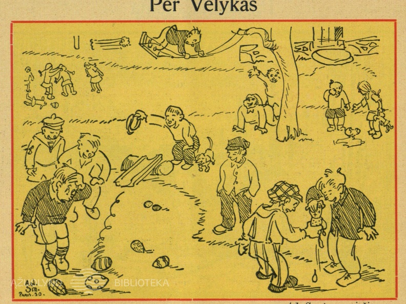 „Per Velykas“. Dailininkas A. Smetona. Saulutė, 1930, nr. 8