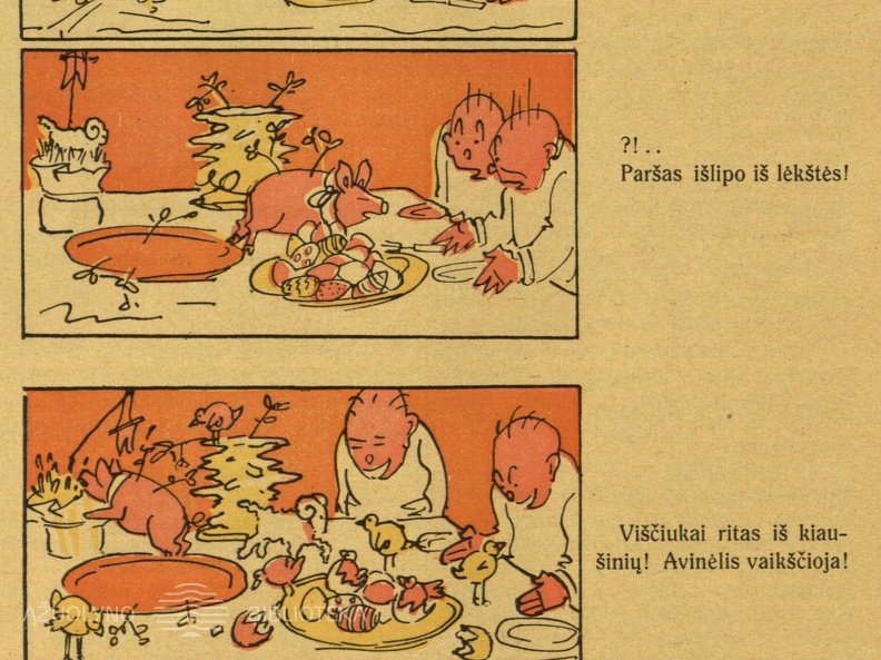 Komiksas „Velykų sapnas“ (pradžia). Dailininkas A. Smetona. 