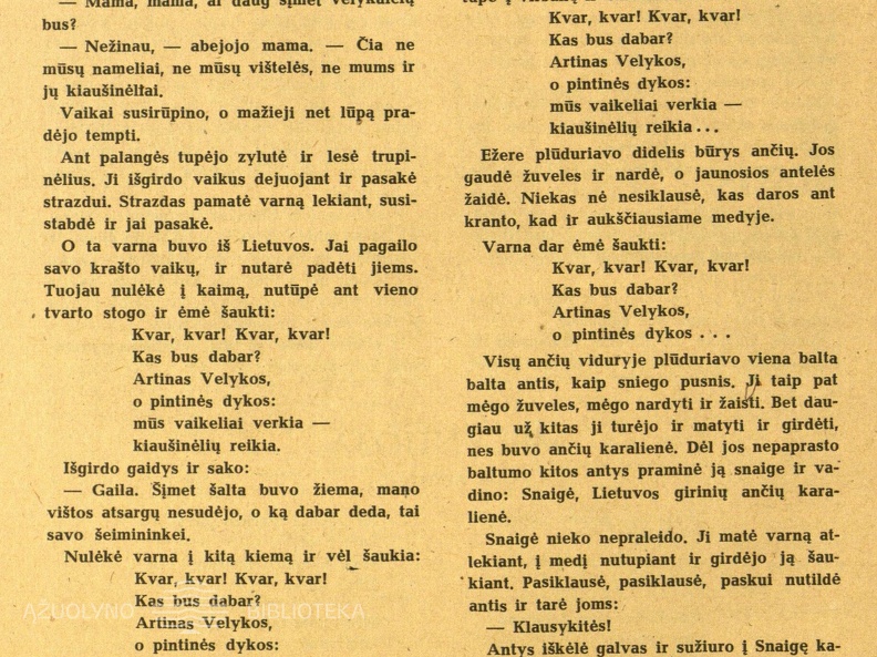 Giedriaus A. apsakymo „Kas atsitiko Velykų naktį“ iliustracijos. Dailininkas R. Veselauskas (Viesulas). Saulutė, 1947, nr. 3–4, p. 56.