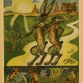 Velykų zuikučiai. Žurnalo viršelis. Dailininkas T. Valius. Saulutė, 1946, nr. 3–4.