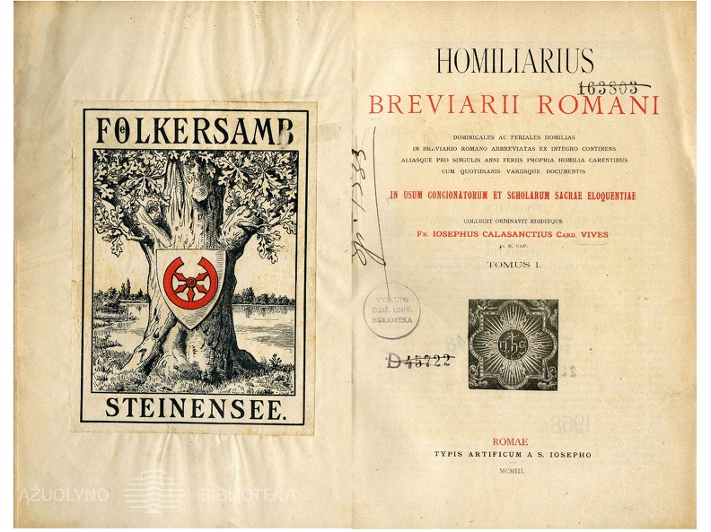 Homilarius Breviarii Romani. – Romae: Typis Artificum A. S. Iosepho, 1903