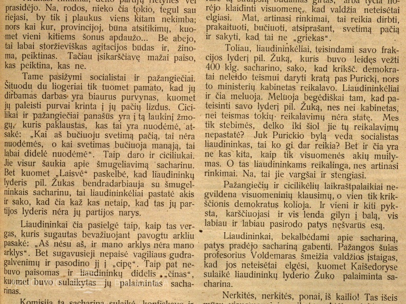 Voldemaro palaiminti, sacharinu pasaldinti, liaudininkai 