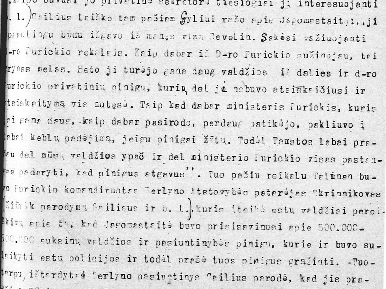 Lietuvos teisingumo ministerijos ypatingai svarbioms byloms teismo tardytojo Z. Toliušio nutarimas dėl bylos J. Purickiui iškėlimo sąryšyje su A. Voldemaro straipsniu „Teisman“ laikraštyje „Lietuvių balsas“.