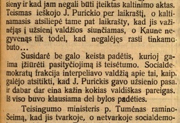 Nauja kryptis kun. Purickio byloj // Socialdemokratas. – 1924, lapkr. 6, p. 1.