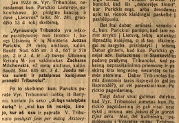 Ar eis kunigo Purickio byla? / M. N. // Lietuvos žinios. – 1925, saus. 28, p. 2.