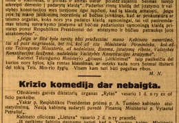 Kuri yra p. Tumėno „neklaidingoji“ nuomonė dėl Purickio bylos: [A. Tumėno kalbų seime 1923, 1924 ir 1925 m. ištraukos]; Kun. Purickis nugriovė Ministerių Kabinetą // Lietuvos žinios. – 1925, vas. 4 (Nr. 28), p. 1.