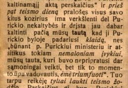 „Kas kaltas, ar Purickis, ar tauta“ / R-bas // Lietuvos žinios. – 1925, vas. 5, p. 1.