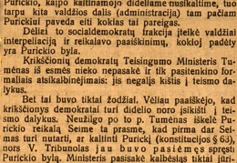 Purickiada // Socialdemokratas. – 1925, vas. 5, p. 1.