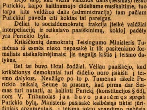 Purickiada // Socialdemokratas. – 1925, vas. 5, p. 1.