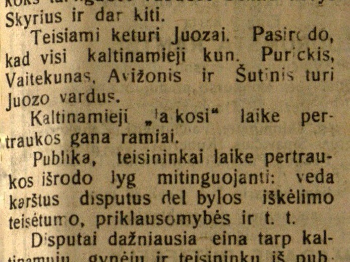Keturių Juozų byla: [Žinutė dėl J. Purickio bylos] // Lietuvos žinios. – 1925, vas. 6, p. 3.