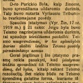 Ar skelbtinas d-ro Purickio bylos sprendimas / T-s // Rytas. – 1925, geg. 24, p. 1.