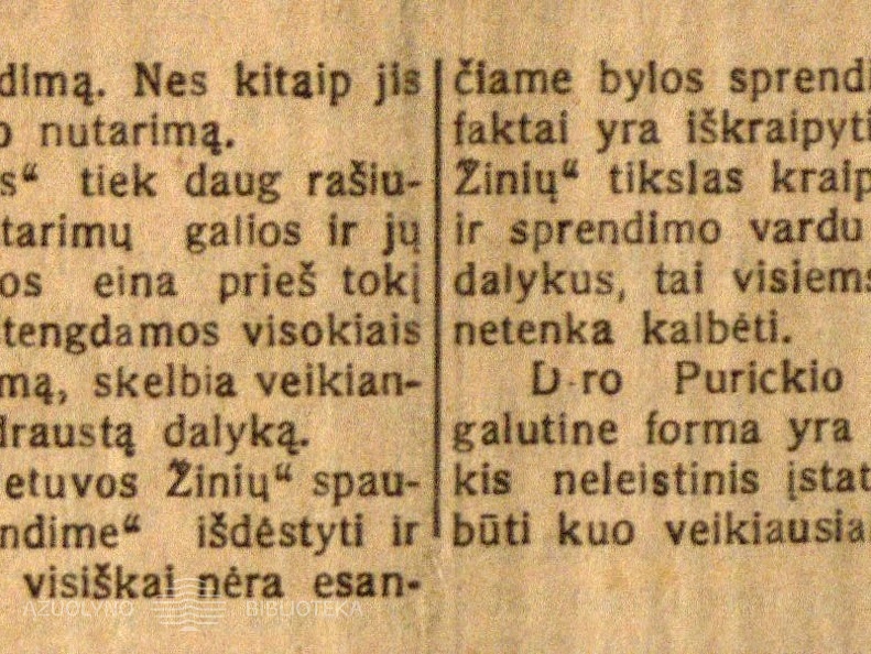 Ar skelbtinas d-ro Purickio bylos sprendimas / T-s // Rytas. – 1925, geg. 24, p. 1.