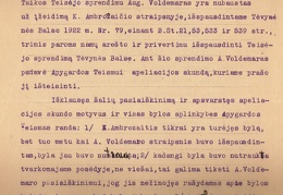 Kauno apygardos teismo sprendimas dėl 1922 m. liepos 17 d. Kauno miesto ir apskrities pirmos nuovados Taikos teisėjo sprendimo Augustino Voldemaro, kaltinamo už K. Ambrozaičio įžeidimą per spaudą, byloje panaikinimo.