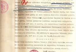Kauno apygardos teismo sprendimo dėl apeliacijos Kauno antros nuovados Taikos teisėjo 1925 m. birželio 25 d. sprendimui A. Voldemaro byloje dėl J. Gabrio įžeidimo per spaudą nuorašas, skirtas J. Gabrio įgaliotiniui advokatui A. Tumėnui.