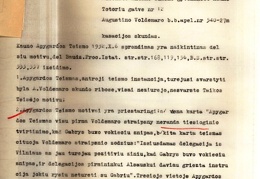 Juozo Gabrio įgaliotinio advokato Antano Tumėno kasacijos skundas dėl Kauno apygardos teismo 1932 10 06 sprendimo A. Voldemaro byloje dėl J. Gabrio įžeidimo per spaudą.