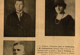 J. E. Ministeris Pirmininkas prof. A. Voldemaras, p. M. Voldemarienė, laimingai išlikę sveiki nuo pasikėsinimo prieš jų gyvybę ir kap. L. Virbickas, pasikėsinimo metu sunkiai sužeistas