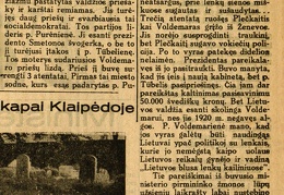 Voldemarienė kaltina moterį: [A.Voldemaro byloje] // Diena. – 1931, rugs. 6 (Nr. 36), p. 7.