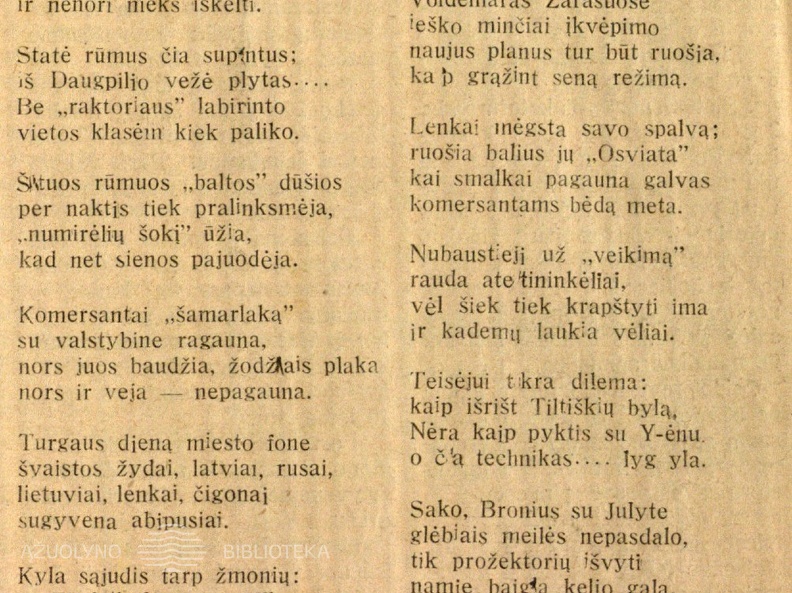 Zarasai rėmeliuose: [humoristinis eilėraštis apie A. Voldemarą] / J. V. // Sekmadienis. – 1932, saus. 24, p. 3.