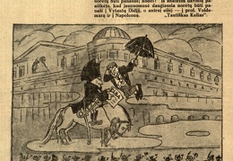 Misterija ties banku: [A. Voldemaro, nenorinčio išsikraustyti iš buto Lietuvos banke, karikatūra] // Diena. – 1930, liep. 6, p. 4.