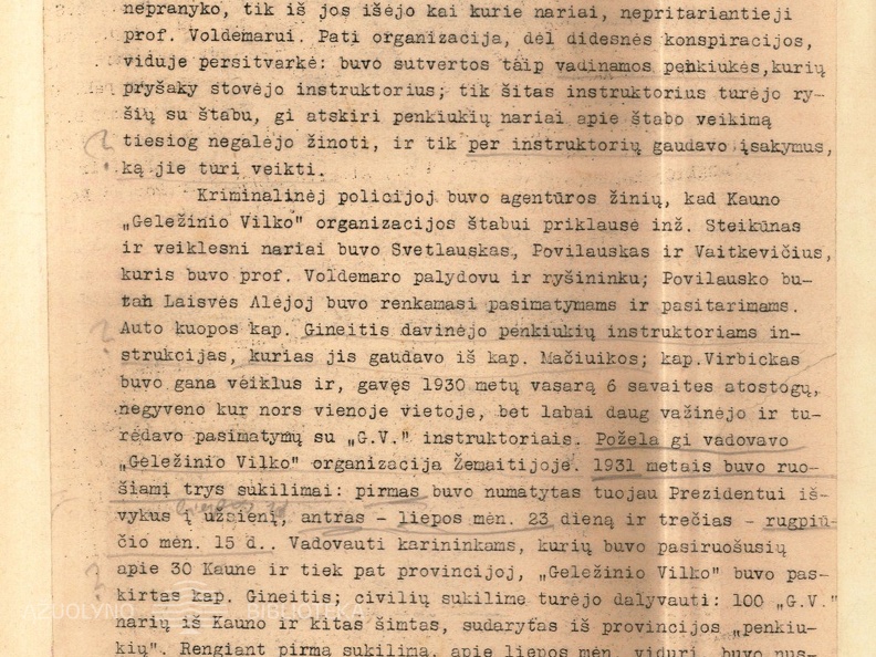 Kaltinamasis aktas A. Voldemaro ir kitų asmenų byloje už priklausymą „Geležinio vilko“ organizacijai ir priešvalstybinį veikimą