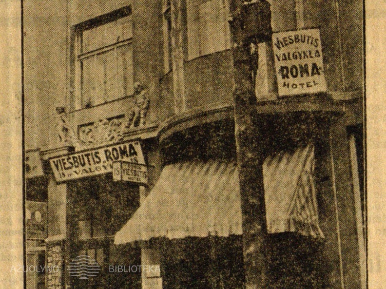 Voldemarininkų byloj laukiama prokuroro žodžio // Dienos naujienos. – 1931, rugp. 22, p. 1; p. 4 nuotr.: Viešbutis Roma Kaune, kuriame dabar gyvena prof. Voldemaras.