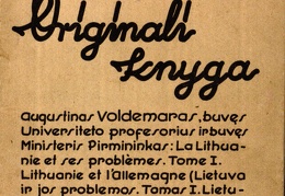 Originali knyga: Augustinas Voldemaras, buvęs Universiteto profesorius ir buvęs Ministeris Pirmininkas: La Lithuanie et ses problemes Tome I. Lithuanie et l‘Allemagne (Lietuva ir jos problemos. T. I. Lietuva ir Vokietija)
