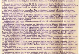 Augustino Voldemaro laiškas Apeliacinių rūmų prokurorui dėl straipsnio „Likimo keliais“, atsp. „Preussische Zeitung“ ir dėl šio straipsnio bei jo knygos prancūzų kalba „Lietuva ir jos problemos“ kritikos „Lietuvos aido“ laikraštyje