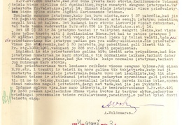 Augustino Voldemaro raštas iš Jonavos apie teisinius kvotos ir tardymo pažeidimus jo byloje dėl straipsnio „Likimo keliais“. 1934 04 24. LCVA, f. 932, ap. 1, b. 52, l. 341-343.