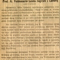 Prof. A. Voldemarui leista sugrįžti į Lietuvą: [pašiepiantis straipsnelis] // Sandara. – 1939, birž. 23, p. 2.