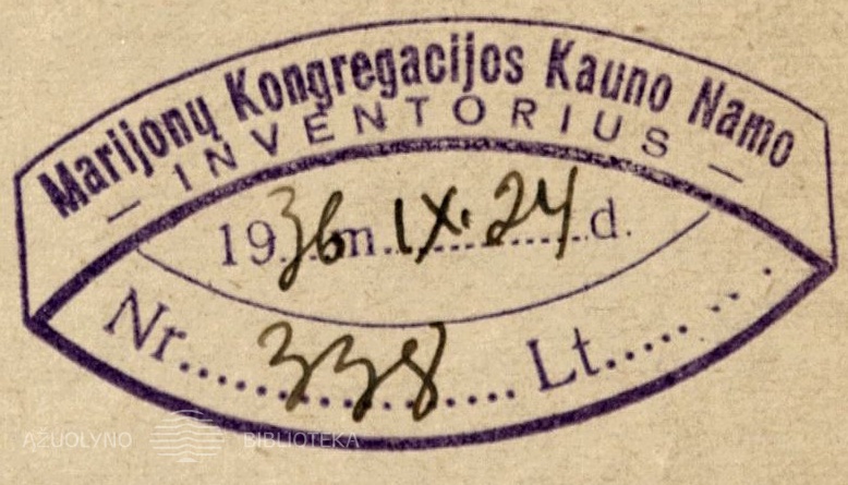 Marijonų Kongregacijos Kauno namo inventorinis antspaudas
