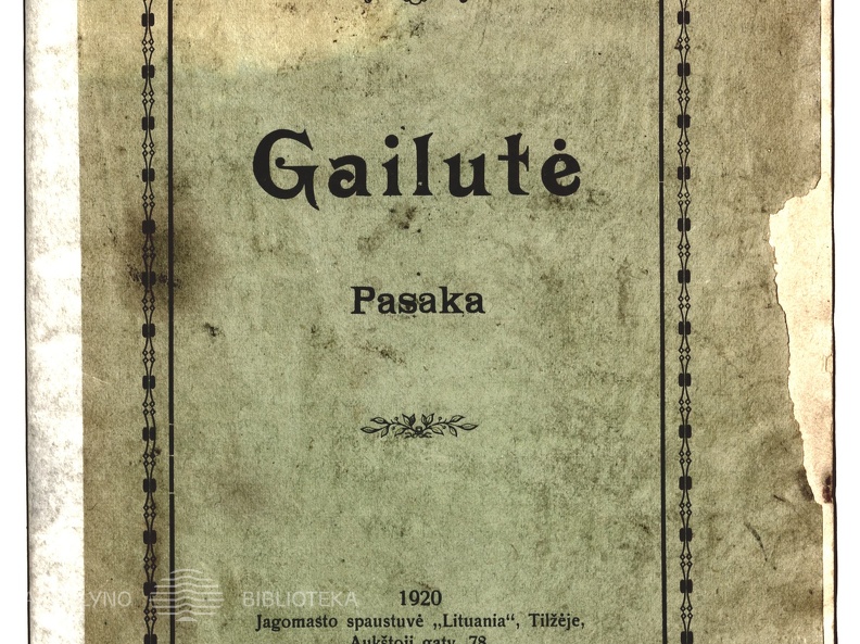 Knygos viršelis. „Gailutė“: pasaka