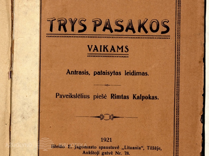 Knygos viršelis. „Trys pasakos vaikams“